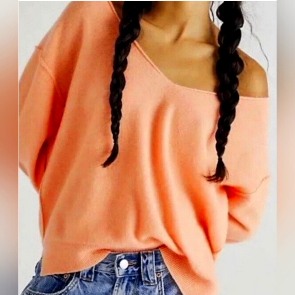 Free people 100% cashmere sweater women orange size XS